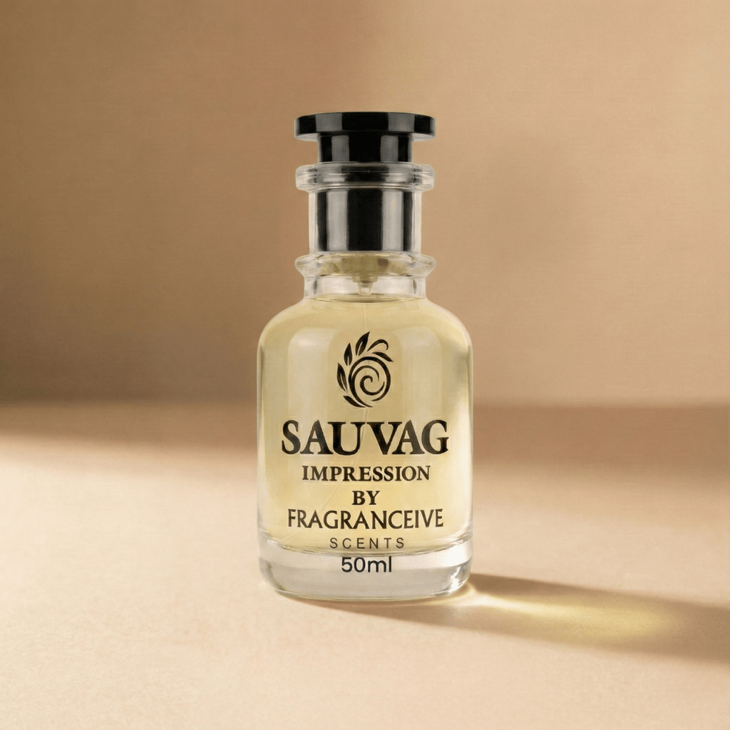 Sau Vag Impression by Fragranceive Scents perfume bottle on a beige background